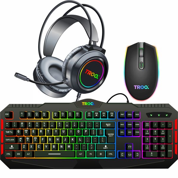 TROO Gaming FULL TILT RGB Series 3-IN-1 Kit - Keyboard + Mouse + Headset
