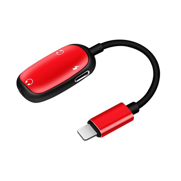 3 in 1 Earphone Audio Adapter Charging Cable - Red