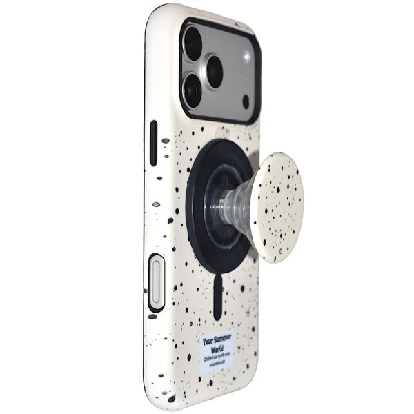 Light Yellow Speckled Magnetic Phone Case With Stand Compatible With IPhone
