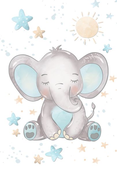 Wall Art: Baby Boy Elephant Printed Poster
