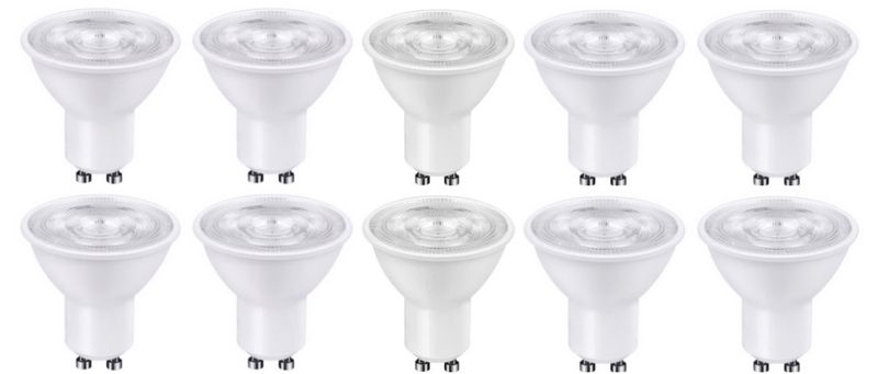 7W GU10 Warm White Dimmable Downlight Globes - Pack of 10