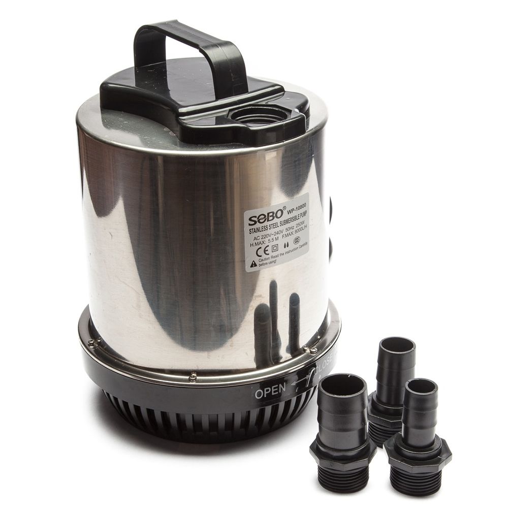 SOBO Submersible Stainless Steel Water Pump. 250w, 8000L/H, Max Height 5.5m
