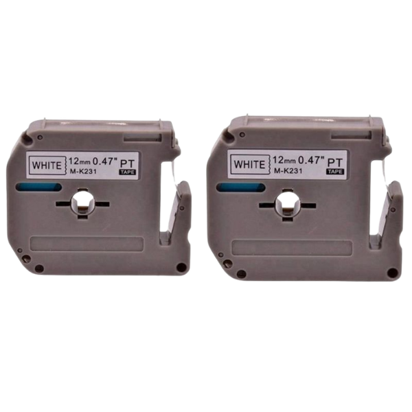 Compatible Brother M-K231 (12mm x 8m) Blk/White Label Tape x 5