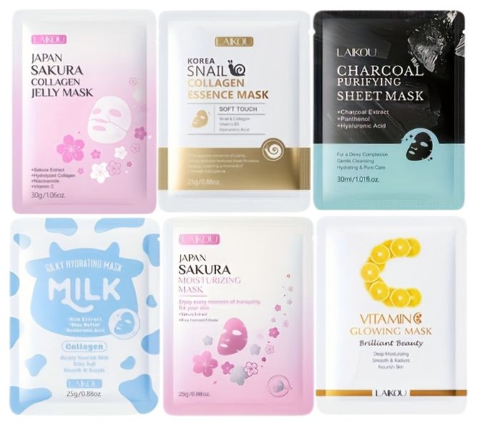 6-Piece Face Mask Collection - Gel &amp; Sheet Masks for Skin Care