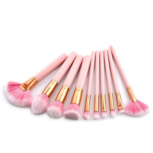 10 piece Pink Makeup Brush Set