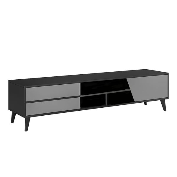 Contemporary TV Stand Modern Minimalist with Elevated Leg &amp; Divided Storage