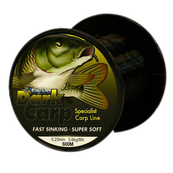 Kingfisher DARK CARP Nylon Fishing Line .23MM, 3.6KG/8LB, Colour Black, 600M Spool