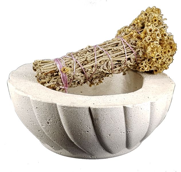 Cement Smudge Bowl and Imphepo Smudge Wand
