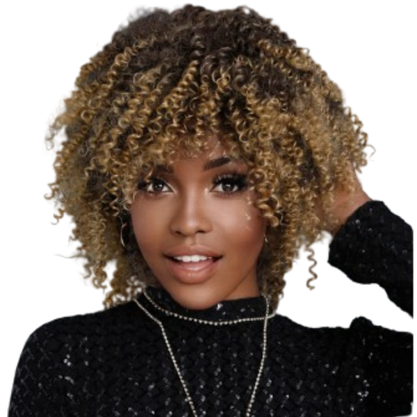 Ombre Synthetic Curly Hair Fringe Wig