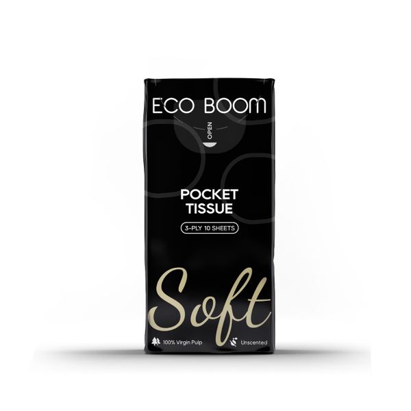 Eco Boom 3ply Virgin Pulp Unscented Pocket Tissues - Set Of 144