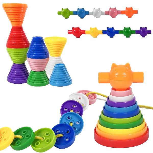 Rainbow Buttons Lacing Counting and Stacking Set