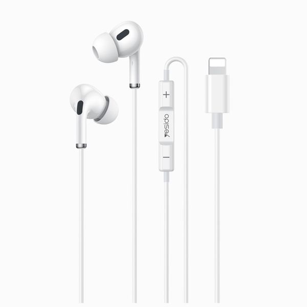 YESIDO Wired Lightning Earphones with Microphone - White - YH52