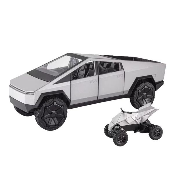 Cybertruck Model 1/24 Diecast Metal Toy Trucks with motorcycle