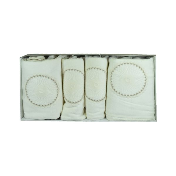 Luxurious Textured Motif Design Soft &amp; Absorbent Hand &amp; Bath Towel Set 3