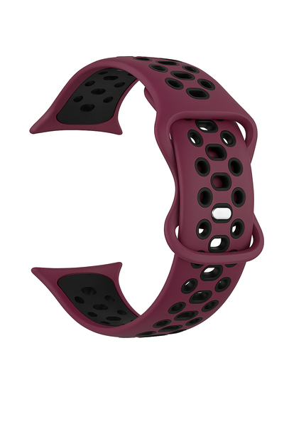 Burgundy/Black Airy Silicone Watch Band Compatible with Apple-42/44/45/49mm
