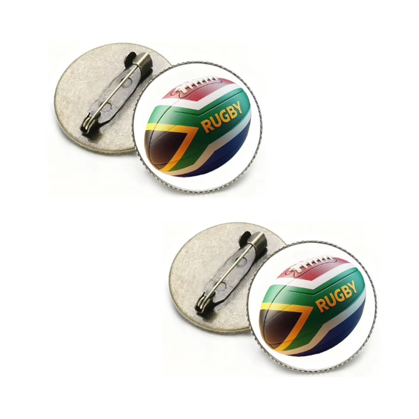 2PK South Africa &amp; Rugby Duo Flag Pin Badge Souvenier Novelty Gift