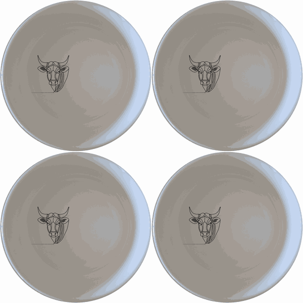 Nguni Cattle Cow Head Bowl Set of 4 - Range 1