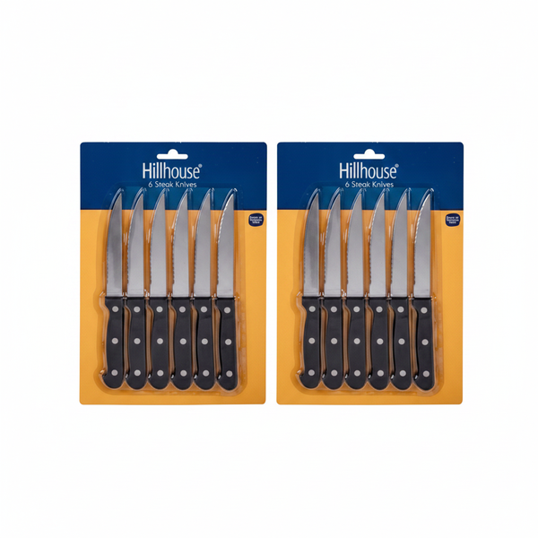 Hillhouse 6 Piece Serrated Knife Set - Stainless Steel - 2 Pack