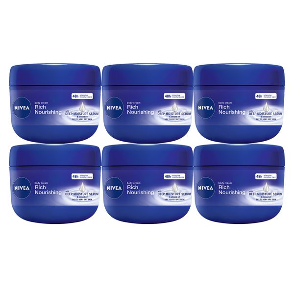 NIVEA Rich Nourishing Body Cream with Deep Moisture Serum, 6x250ml