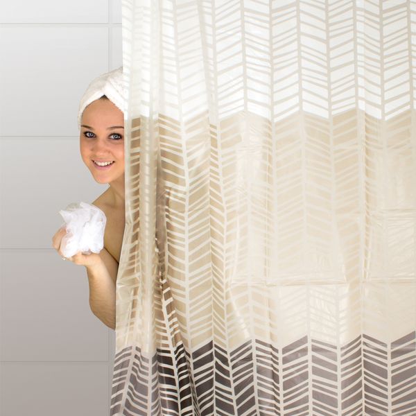The Bathroom Shop - Shower Curtain Peva - Chevron - White