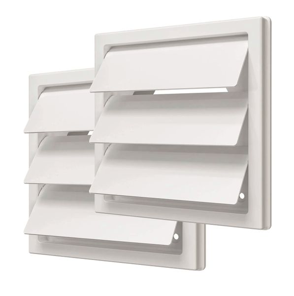Louvre gravity extractor fan ventilation grilles shutters 100mm - 2 pieces
