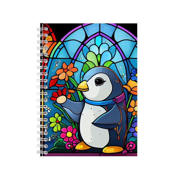 Cartoon Penguin Stained Glass Notebook Animal Gift Idea A4 Notepad Pad 89
