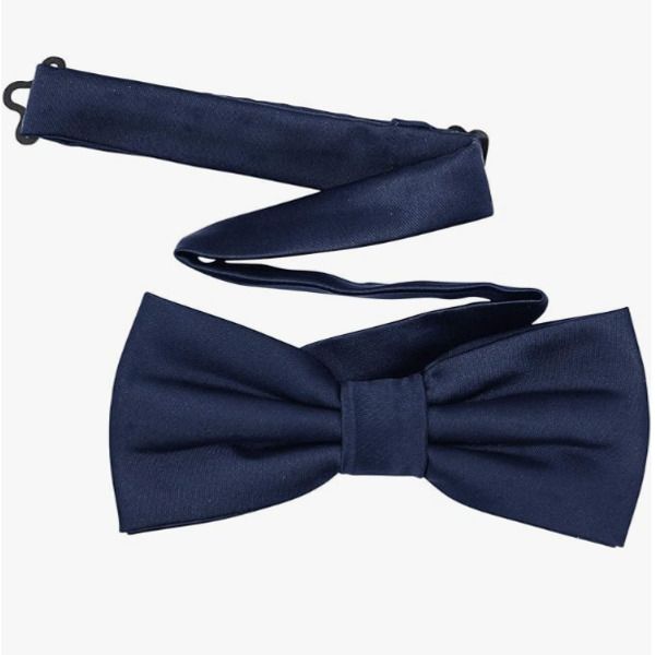 Navy Blue Plain Satin Bow Tie