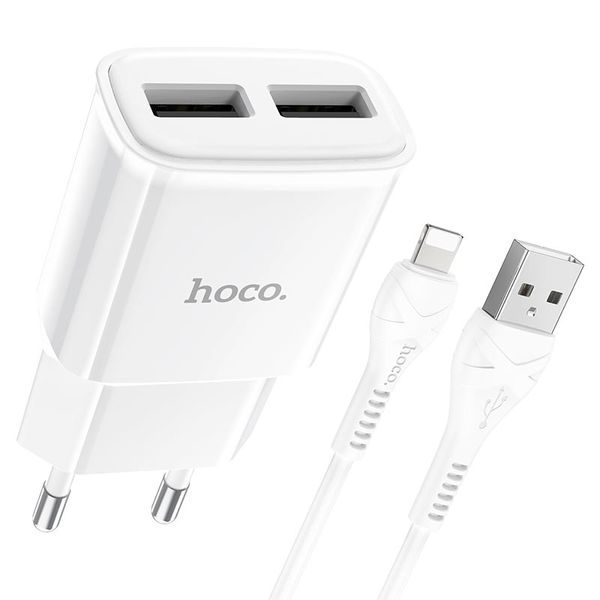Fast iPhone Charger 12 Watt Dual USB port with USB to iphone Cable 1m-C88A