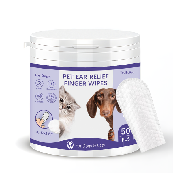 TopikaPet - 50Pcs Pet Dental Wipes, Toothbrush Finger Wipes for Dog &amp; Cat