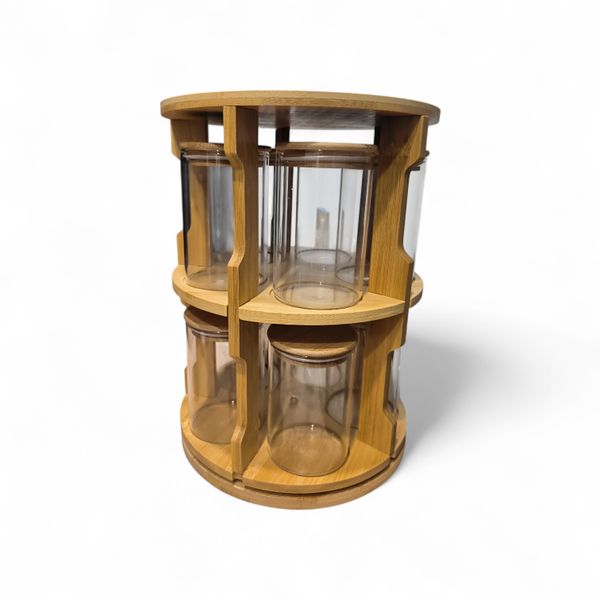 10 Jar Wooden Rotating Spice Rack Set