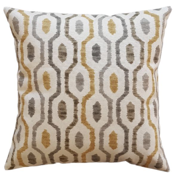 Beige Pillow/Scatter Cushion Cover - Mustard/Grey/Brown