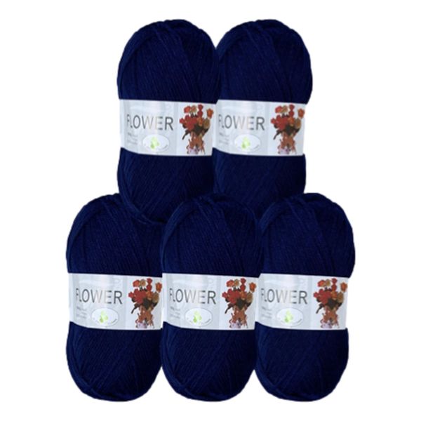 Double Knitting Polyester Yarn 100g (Pack of 5) Navy