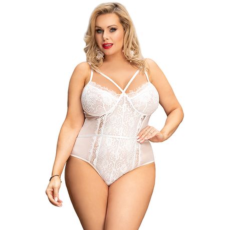Sexy White Lace Bodysuit Teddy Lingerie