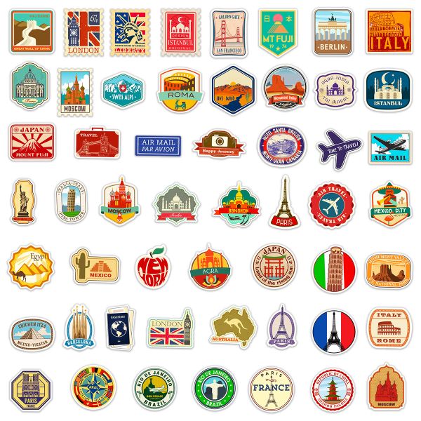100Pcs Travel Stickers Decal, Waterproof Vinyl Stickers Pack