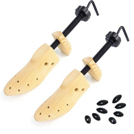 2 Pieces Wooden Shoe Adjustable Wood Flats High Heel Shoe Widened Shoe Support Image