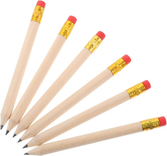 50pcs Wooden Golf Pencils with Red Eraser Natural round Barrel Convenient