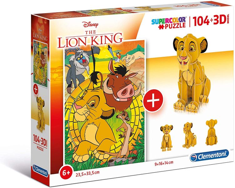 Clementoni 104 + 3D Piece Puzzle Model Lion King