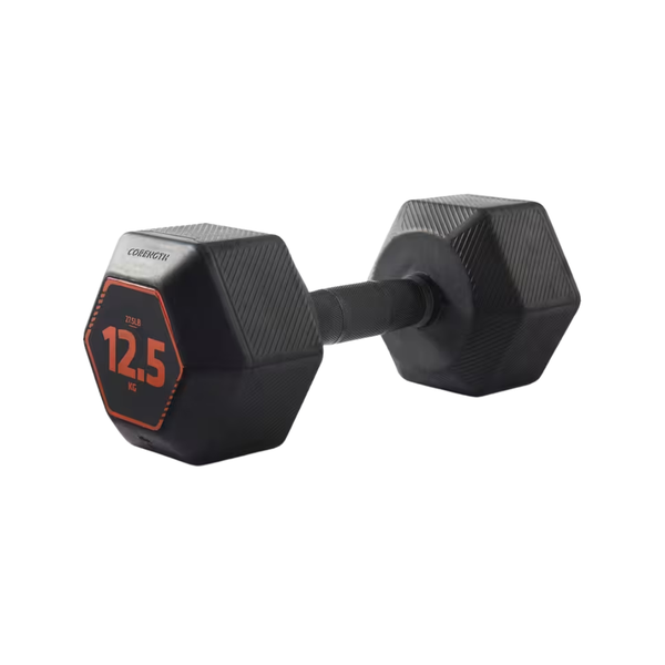 Corength Cross Training and Weight Training Hex Dumbbell 12.5 kg - Black