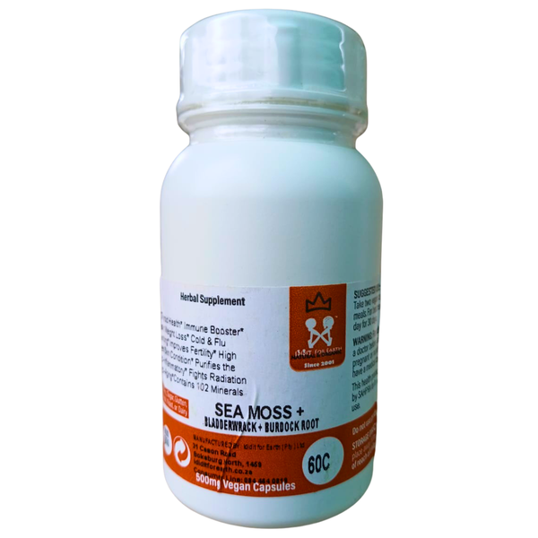 Organic Sea Moss + Bladderwrack + Burdock Root (500mg Vegan Capsules)