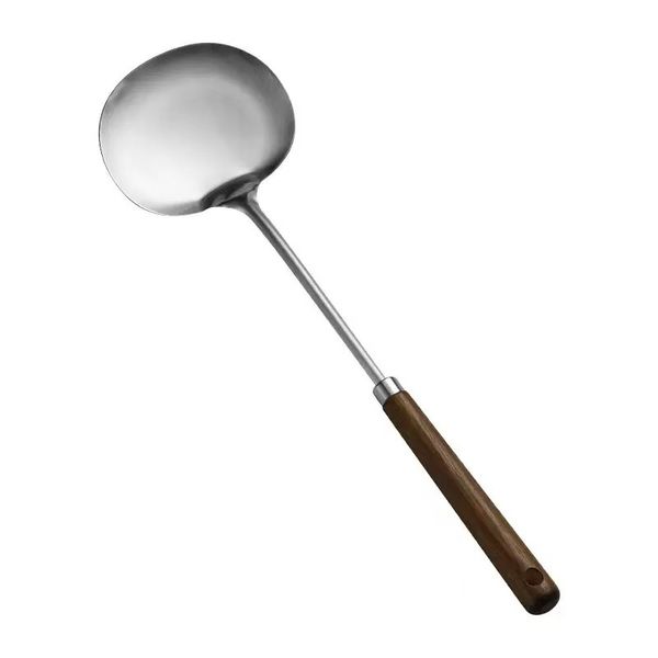 Stainless Steel Soup Ladle With Wooden Handle Food Grade Easy Clean