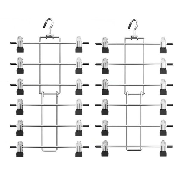 2 Pack Trouser Hangers, Metal Non-Slip Foldable Stainless Steel Hangers