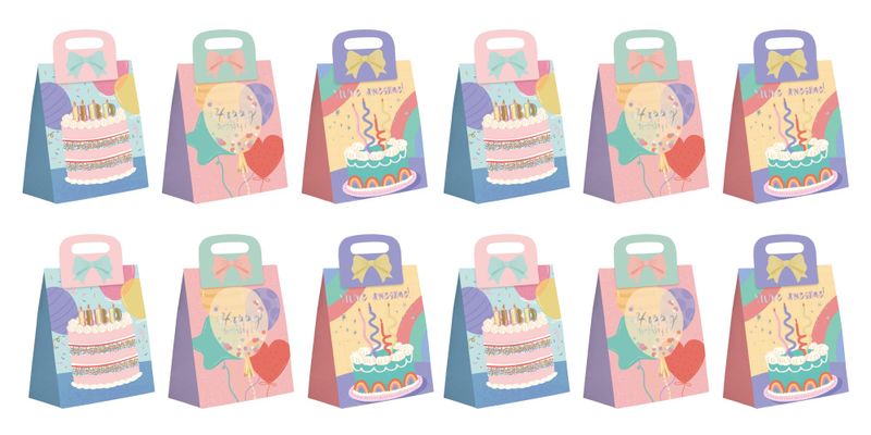x12-Piece Portable Birthday Gift Bags Set - 21 × 25 × 5.1cm.
