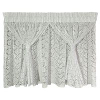 Kitchen Curtain - White Shiny Jacquard Lace - 2 Layer - 3m