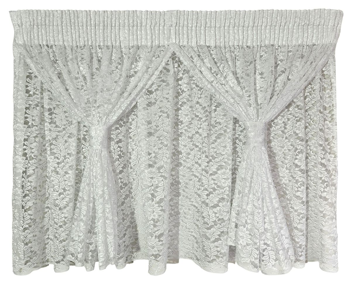 Kitchen Curtain White Shiny Jacquard Lace 2 Layer 3m Shop Today