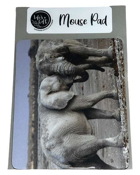 22cm x 18cm Mouse Pad Life's a Gift - Playful Elephants