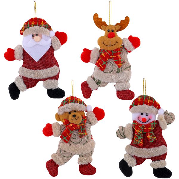 4 Pcs Christmas Dancing Doll Flat Hanging Ornament