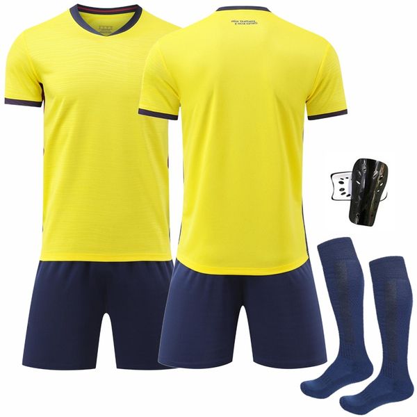 4 Pieces Kid Boys Soccer Football Jersey Set - Yellow - Ecuador Style H
