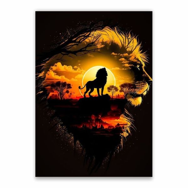 Lion Silhouette Poster - A1