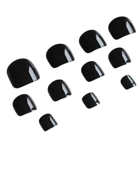 24 Piece - Artificial Glossy Toenails - Black