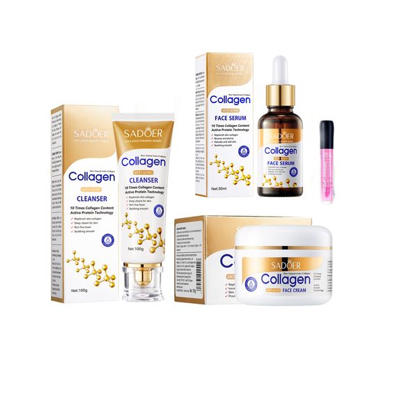 Sadoer Collagen Anti-Aging Cleanser, Serum, Cream &amp; Lip Gloss